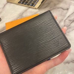 Black leather Louis Vuitton business card holder